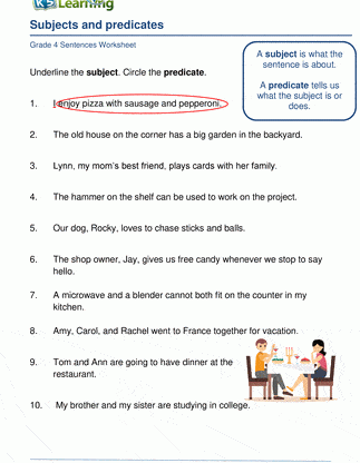 Hojas de trabajo de sujetos y predicados |